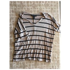 Striped Dolman-Style Short -Sleeve